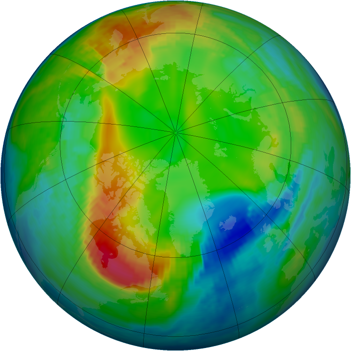 Arctic ozone map for 05 February 1993